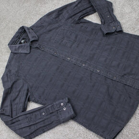Rock & Republic Roll Tab Shirt Mens Large Gray Textured Cotton L/S Button Up - Picture 7 of 13